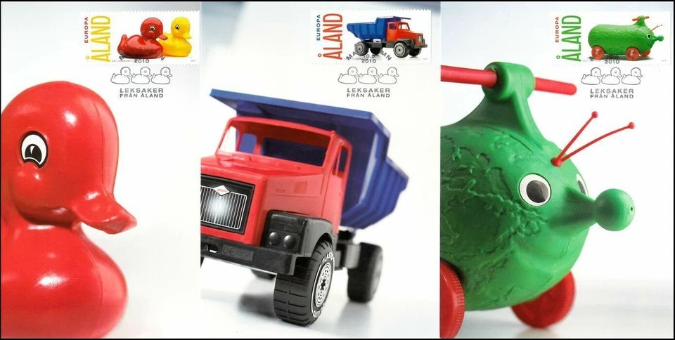 Tarjetas Maxi FDC 2010 Juguetes Infantiles Camión Patos de Goma Luna Animal Aland Finlandia Foto 1 de 1