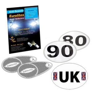 Headlamp Beam Deflectors With UK Sticker And Caravan Trailer Speed Sticker Set - Picture 1 of 4