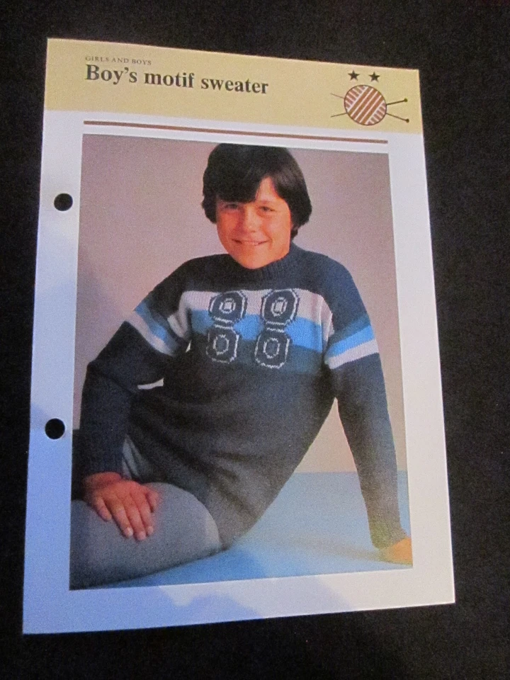 KNITTING PATTERN GIRLS AND BOYS BOYS MOTIF SWEATER   **MUST SEE ** - Image 1 of 1