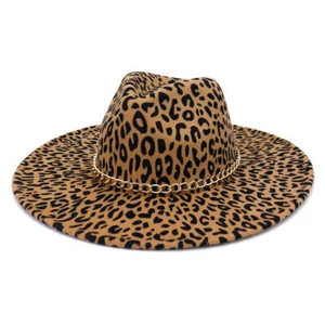 Sombrero Fedora Fedora con estampado de leopardo de ala ancha para mujer - Imagen 1 de 13