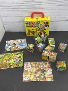 Walt Disney Mickey Mouse Bild Würfel 12 Holzblöcke Puzzle Box Set W Germany - Bild 1 von 14