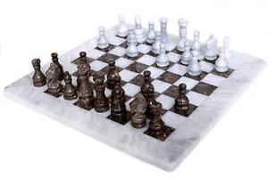 White Marble Chess Set Top – Vintage Chess Table Top | Christmas Gifts & Home - Picture 1 of 3
