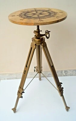 Nautical Wheel Table With Tripod Coffee Table Cafe, Restaurant & Bar Decor table - Image 1 of 4