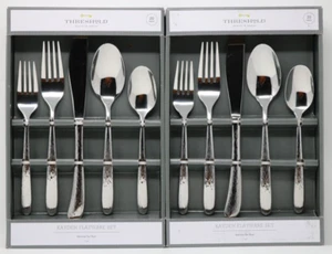 Threshold 40pc Silver Texture Kayden Silverware Set - Service For 8 - NEW - Picture 1 of 5