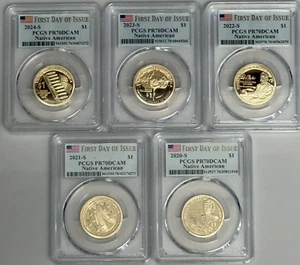2024,23,22,21,20 S PROOF NATIVE AMERICAN DOLLAR PCGS PR70 DEEP CAMEO FIRST DAY - Picture 1 of 2
