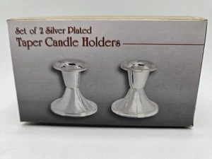 2er Set versilberte KEGELKERZENHALTER 3" hoch NEU IN BOX Midwestern Home - Bild 1 von 5