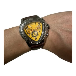 Men's Automatic Triangular Yellow JARAGAR Brand Wristwatch Watch - Picture 1 of 5
