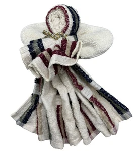 Ángel Navidad Hecho a Mano Hecho de Toallas Blanco Verde Rayas 12" LEER - Imagen 1 de 7