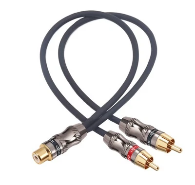 RCA/Phono Splitter Cable RCA Female to Dual Male Gold Plated Adapter, Stereo ... - Image 1 of 4