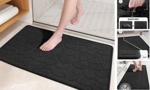Quick Dry Thin Bathroom Rugs Fit Under Door- Super Absorbent, Non Slip Rubber - Picture 1 of 7