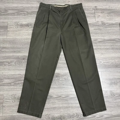 Pantalones Dockers Verde Caqui Hombre Plisados Calce Relajado Talla W40 L34 100% Algodón Foto 1 de 4