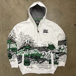 Y2K Ecko Unltd Hoodie Mens Large AOP Graffiti Full Zip Street Wear - Picture 1 of 9