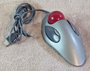 LOGITECH T-BC21 Marble Wired USB Trackball Mouse Ambidextrous Tested Works! - Picture 1 of 4