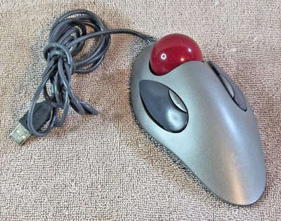 LOGITECH T-BC21 Marble Wired USB Trackball Mouse Ambidextrous Tested Works! - Image 1 of 4