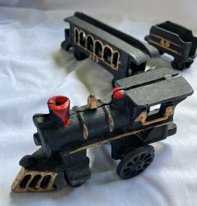 Gusseisen Lokomotive Dampflok Zug Ära 1800 Deko 3 teiliges Set - Bild 1 von 13