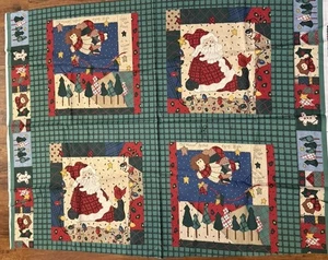 Leslie Beck For VIP Fabrics Christmas Squares Santa Angel Patchwork 35 x 44” - Picture 1 of 4