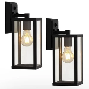 Modern Outdoor Wall Light Fixtures 2 Pack Waterproof Black Porch Sconces - Bild 1 von 6
