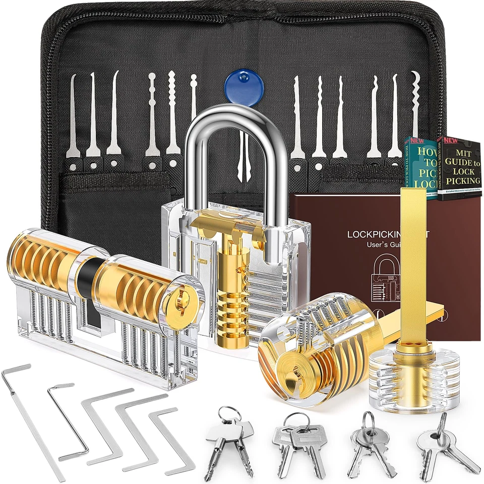 Set Fabbro Set Grimaldelli da 32 Pezzi Grimaldelli Lock Picking con 4 - Immagine 1 di 4