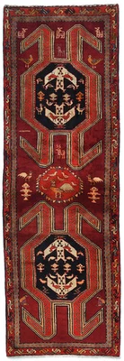 Handmade Pictorial Design Wool Oriental Runner Rug Hallway Carpet 3'6X10'5 ft - Image 1 of 4