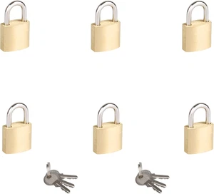 Paquete de 6 mini candados de latón macizo con las mismas llaves, cerraduras de equipaje de viaje de 3/4" - Imagen 1 de 12