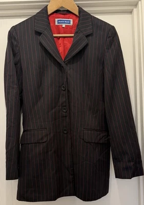 Austin Reed Vintage Black Red Stripe Wool Blazer Single Breasted Size 12 - Изображение 1 из 4