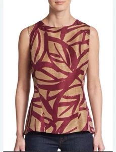 Lafayette 148 New York Womens Size 16 Chai Multi Linen Silk Top - Picture 1 of 10