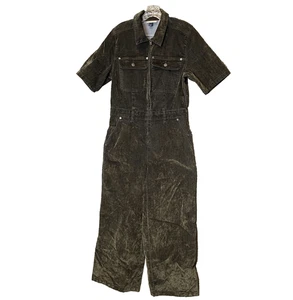 Universal Thread Women Soft Velour Flocked Olive Green Wide Leg Jumpsuit 4 - Picture 1 of 16