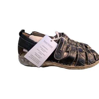 New! Josef Seibel EU 36 US 6 Fisherman Sandals Flats Comfort Shoes Black Leather - Image 1 of 4