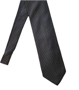 Giorgio Armani-Vintage Gray Diamond Print Silk Necktie-Made in Italy - Picture 1 of 5