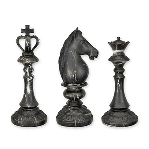 9932632-d Resin Skulptur Figur 3 Schachfiguren Marmoroptik 13x15x33cm 2,3kg - Picture 1 of 1