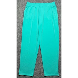 IMAN Ankle Pants Womens L Green Elastic Waist Pull On Slacks Casual Stretch - Picture 1 of 14