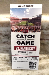 SC Gamecocks vs Kentucky 2025 Fußball Spiel Ticket KOSTENLOSER VERSAND - Bild 1 von 2