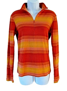 Eddie Bauer Size S Orange Striped Long Sleeve  Knit Top - Picture 1 of 8