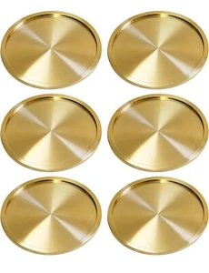 6 Brass Cup Coasters Round Mug Tea Serving Pads for Drinks Wine Glasses 3” Inch - Picture 1 of 4
