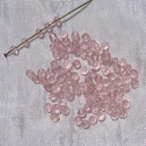 100 facettierte Perlen Unterlegscheiben 4 mm x 3 mm aus rosa Kristall geschliffenes Glas *VT2 - Bild 1 von 2