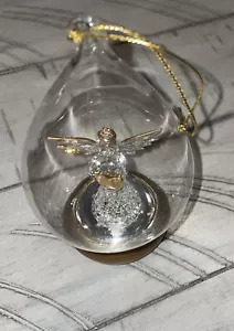 Vintage ~ 1999 Avon Geschenksammlung gesponnenes Glas Engel Ornament ~ goldener Borte *lesen* - Bild 1 von 11