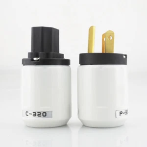 1Pair Pure Copper Conductor US Power Plug IEC Connector for HIFI Power Cable DIY - Picture 1 of 6