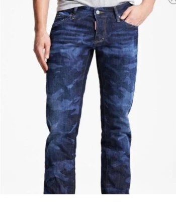 Dsquared2 Jungle Jim Jeans Camouflage Pants Mens US 32 Italy 48 BLUE Denim ITALY - Image 1 of 4