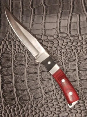 Mango multicolor de acero inoxidable clip punta hoja fija con funda de cuero Foto 1 de 4