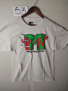MTV Music Television Logo Men's T-Shirt Size Large White 2021 - Picture 1 of 7
