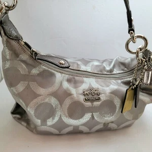 Borsa Coach Op Art, donna, media, argento/grigio KO982-14423 con 3 etichette da appendere con logo - Foto 1 di 15