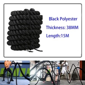 Cuerda de entrenamiento físico de poliéster negro 38 mm 15 m cuerda de fuerza de brazo cuerda de fitness - Imagen 1 de 12