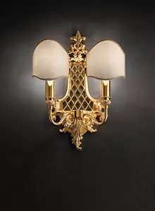 Applique da parete in ottone oro lucido con paralumi classico 2 luci MS-367 - Imagen 1 de 1