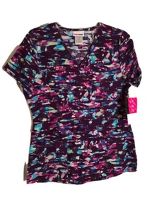 Scrub Star NWT Purple Paint Splatter Women's Scrub Top Small - Picture 1 of 9