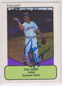 Paul Runge 1991 autografiado ProCards - Syracuse Chiefs - Imagen 1 de 1