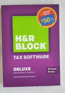 2014 Federal & State Deluxe H&R Block Tax Software Homeowners Investors   - Picture 1 of 5