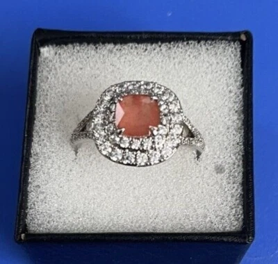 Anillo Bomb Party (Talla 11) Natural Fusión Salida del Sol Naranja Cuarzo Chapado en Rodio Foto 1 de 3