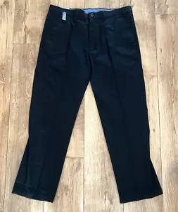 Haggar Mens Premium No Iron Khaki Trousers 36W x 30L Straight Fit Black - Picture 1 of 15