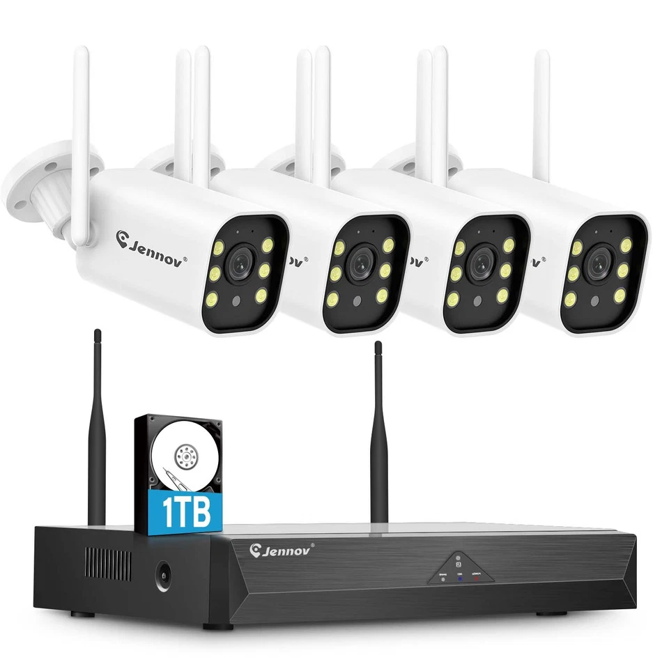 Sistema de Cámara de Seguridad JENNOV Exterior Inalámbrico Audio Wifi Hogar CCTV 5MP 10CH NVR Foto 1 de 4
