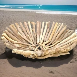 Natural Aged Driftwood Tray Large Costal Centerpiece Beach Decor 20"×17" - Picture 1 of 24